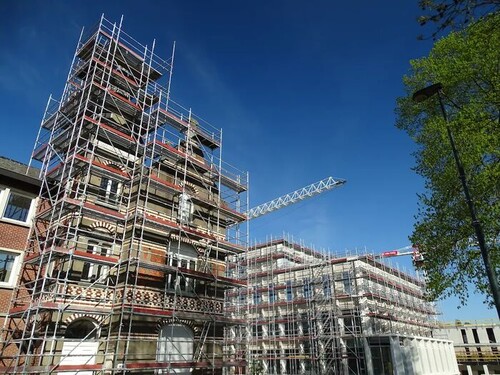 Tube and coupler scaffolding on a Christchurch commercial site